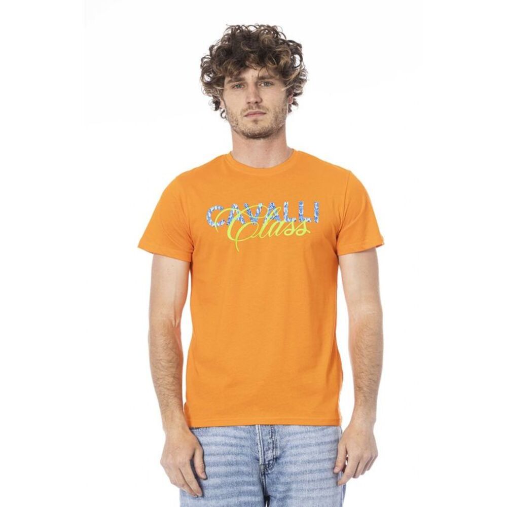 Cavalli Class Orange Cotton Men Men's T-Shirt